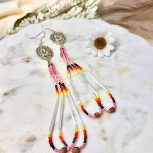 Home beaded sunrise loop earrings