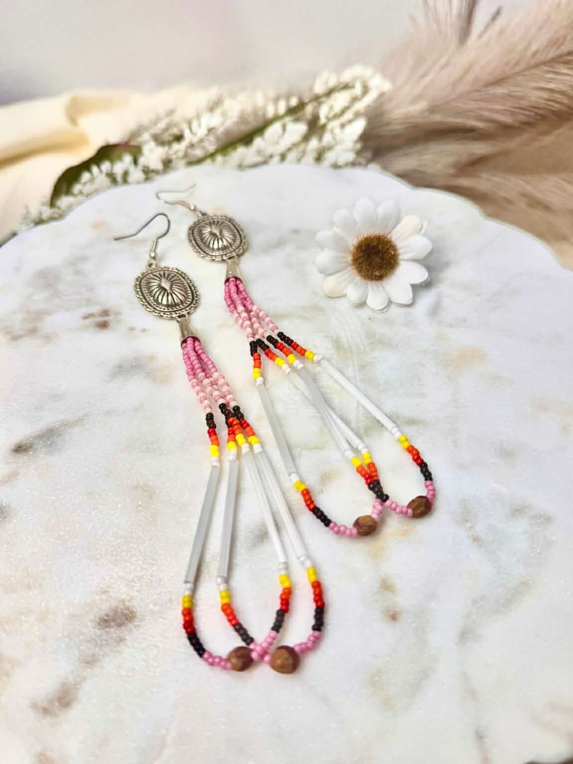 beaded sunrise loop earrings beaded sunrise loop earrings