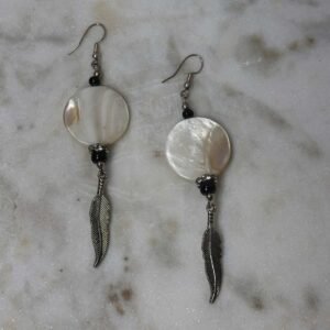 feather spirit shell earrings