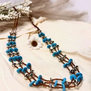 Home turquoise & silver triple strand necklace