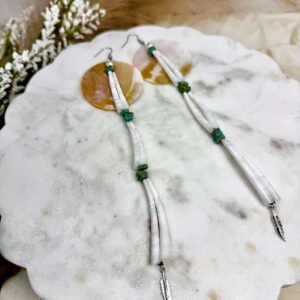 white bone & turquoise feather earrings