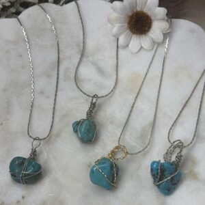 Home wrapped turquoise stone pendants